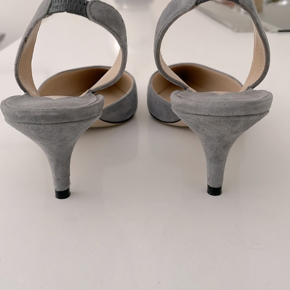 Paul Andrew Light Grey Suede Kitten heel Slingback - Picture 11 of 16